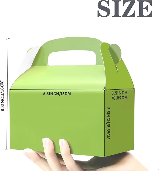 Oletx 30-Pack Green Party Favor Treat Boxes, Goodie Gable Paper Gift Boxes with Handles. Perfect for Gardening/Green Thumbs Party Decoration Supplies and St Patricks Day Gift Giving