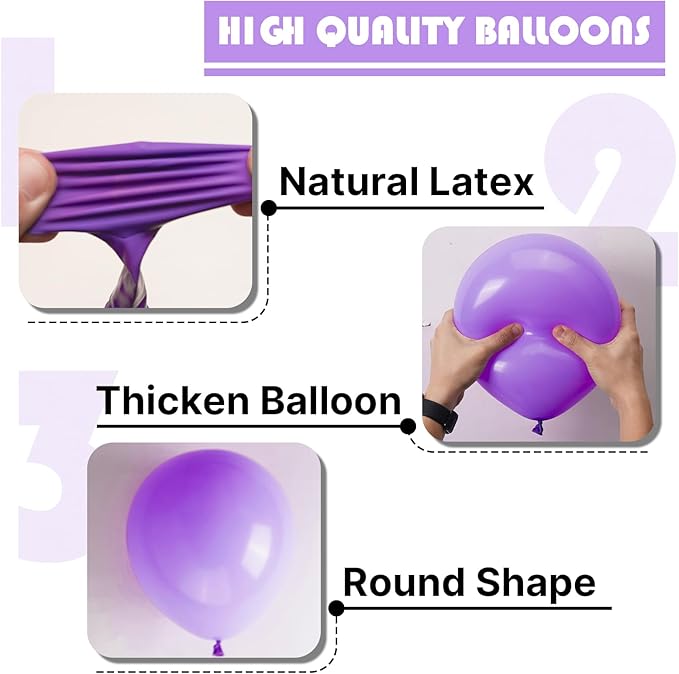 PartyWoo Purple Balloons 85 pcs Different Sizes of 18 12 10 5 Inch Purple Balloon Arch Kit Garland for Birthday Engagement Wedding Bachelorette Bridal Shower Butterfly Party Decorations Purple-Y15
