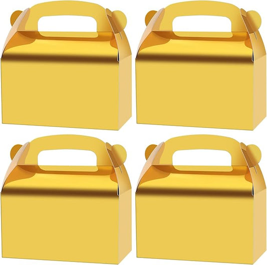 Oletx 30-Pack Gold Party Favor Treat Boxes, Goodie Boxes, Gable Paper Gift Boxes with Handles. Perfect for Wedding, Birthday, Graduation, Babyshower.