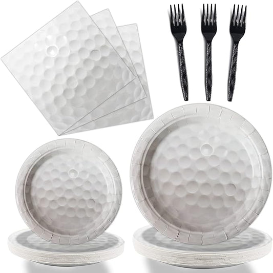 96 Pcs Golf Party Supplies Bundle Paper Plates Napkins Disposable Golf Ball Sports Party Birthday Decorations Favors For Kids Serves 24