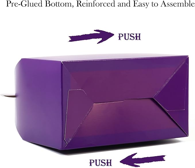 Oletx 30-Pack Dark Purple Party Favor Treat Boxes, Goodie Boxes, Gable Paper Gift Boxes with Handles. Perfect for Purple Birthday Party Baby Shower Decoration Supplies