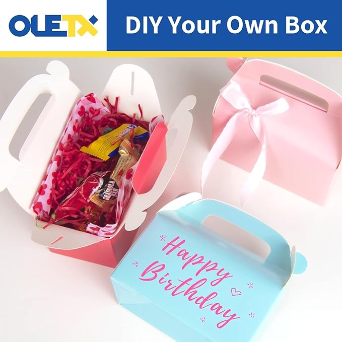 Oletx 30-Pack Blue Party Favor Treat Boxes, Goodie Boxes, Gable Paper Gift Boxes with Handles. Perfect for Prince Party and Baby Shower Decoration Supplies