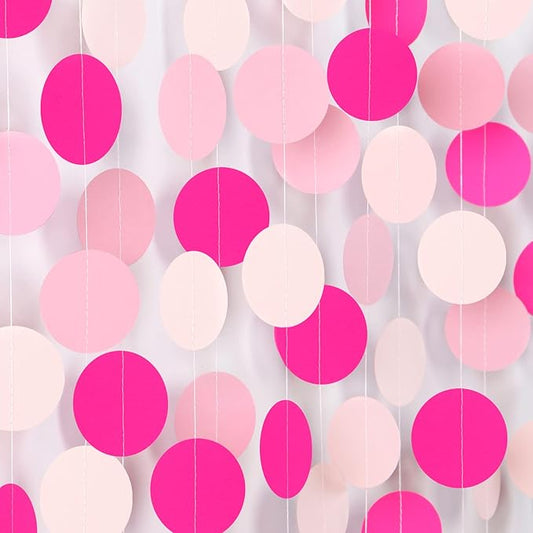 Hot-Pink Party-Decorations Paper-Garland Streamers Banner - 52Ft Galentines Valentines Day Girl Birthday Flamingo Baby Shower Engagement Wedding Bachelorette Hanging Decor Ouruola