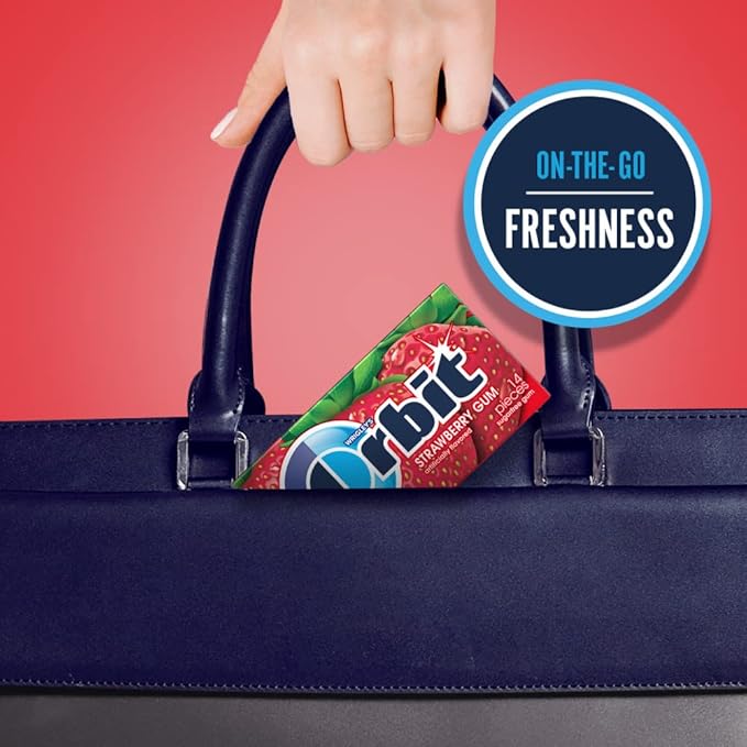 ORBIT Strawberry Sugar Free Chewing Gum Individually Wrapped, Bulk Packs of Gum, 12 Packs, 14-Pieces Each, Total 168 Pieces