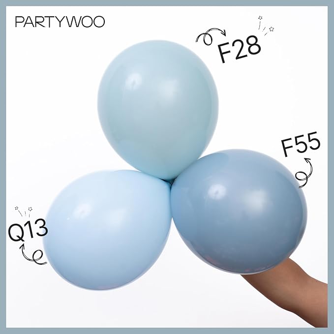 PartyWoo Dusty Blue Balloons 85pcs Different Sizes of 18 12 10 5 Inch Light Blue Aqua Boho Balloon Arch Kit Garland for Graduation Baby Shower Gender Reveal Birthday Party Decorations Blue-F28