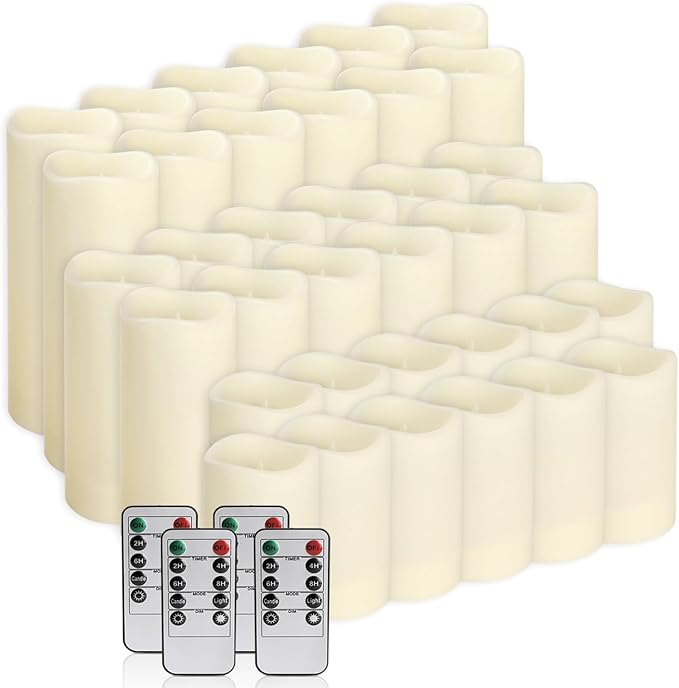 fclayvts 36-Pack LED Flameless Candles with Remote Control - Perfect for Home, Parties, and Special Occasions - Create a Magical Ambiance Effortlessly(Three Sizes)
