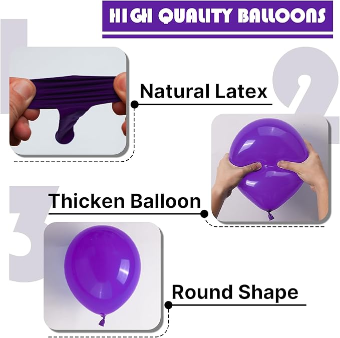 PartyWoo Dark Purple Balloons 85pcs Different Sizes of 18 12 10 5 Inch Royal Purple Balloon Arch Kit Garland for Birthday Baby Shower Graduation Anniversary Bachelorette Party Decorations Purple-Y16