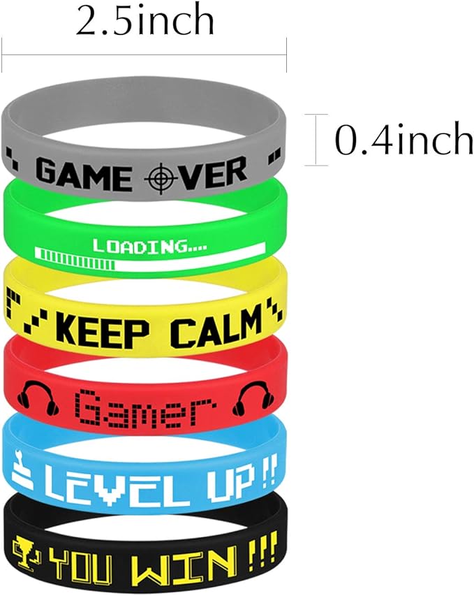 TUPARKA 36 Pcs Video Game Silicone Wristbands Game Party Supplies for Birthday Party Baby Shower Party Favors, 6 Styles