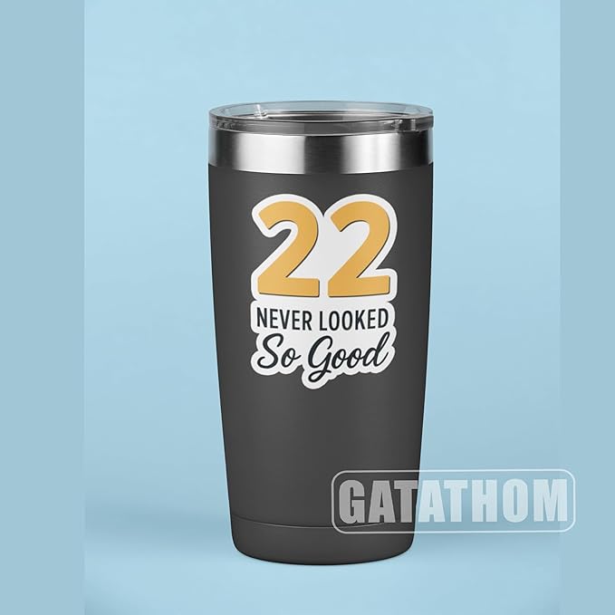 (3PCS) 22 Never Looked So Good Sticker – Happy 22 th Birthday, Waterproof Vinyl Decals for Party Decor, Scrapbooking, Water Bottles, Tumblers, Laptops, Size 3" x 2.5 "