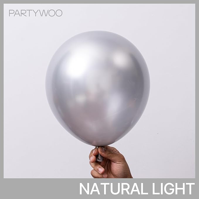 PartyWoo Metallic Silver Balloons, 85 pcs Silver Metallic Balloons Different Sizes Pack of 18 Inch 12 Inch 10 Inch 5 Inch Silver Balloons for Balloon Garland Arch as Party Decorations, Silver-G102