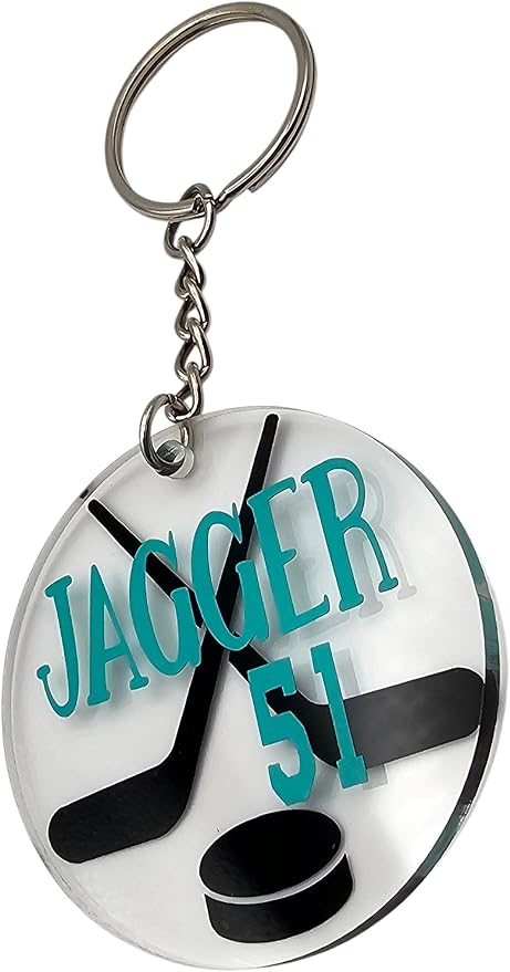 Personalized Sports Keychains - Name Tags, Bag Tags, Party Favors, End-of-Season Gift, Team Gifts, Coach Gifts (Ice Hockey)