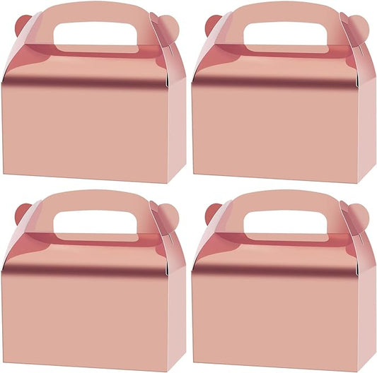 Oletx 30-Pack Rose Gold Party Favor Treat Boxes, Goodie Gable Paper Gift Boxes with Handles. Perfect for Wedding, Birthday, Graduation, Babyshower
