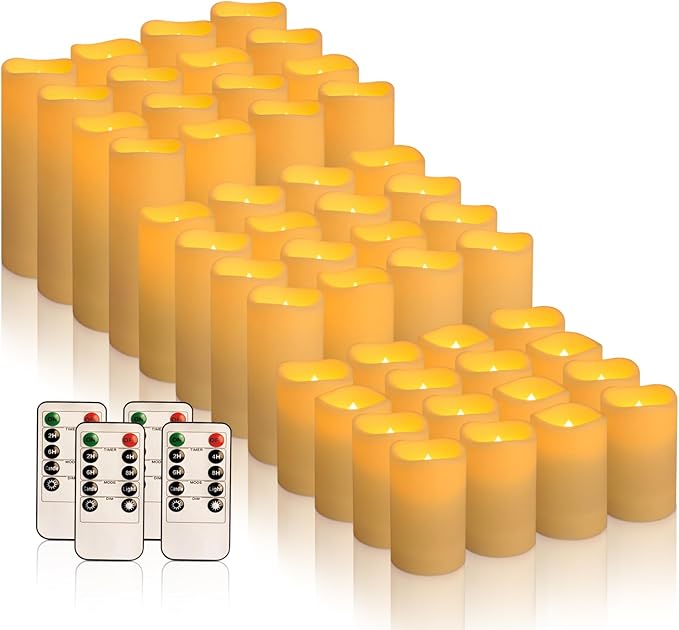 fclayvts 48-Pack LED Flameless Candles with Remote Control - Perfect for Home, Parties, and Special Occasions - Create a Magical Ambiance Effortlessly(Three Sizes)