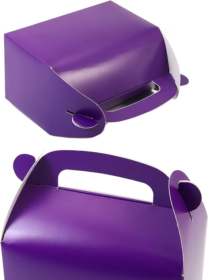 Oletx 30-Pack Dark Purple Party Favor Treat Boxes, Goodie Boxes, Gable Paper Gift Boxes with Handles. Perfect for Purple Birthday Party Baby Shower Decoration Supplies