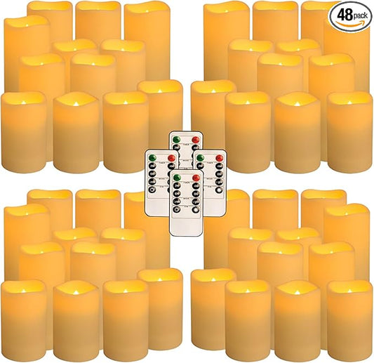 fclayvts 48-Pack LED Flameless Candles with Remote Control - Perfect for Home, Parties, and Special Occasions - Create a Magical Ambiance Effortlessly(Three Sizes)