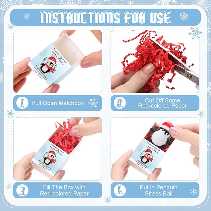 Wettarn 24 Sets Christmas Penguin Gifts Cute Stress Balls with Support Gift Boxes Holiday Party Favors for Employee Coworker Friends Relief Toys Stocking Stuffers