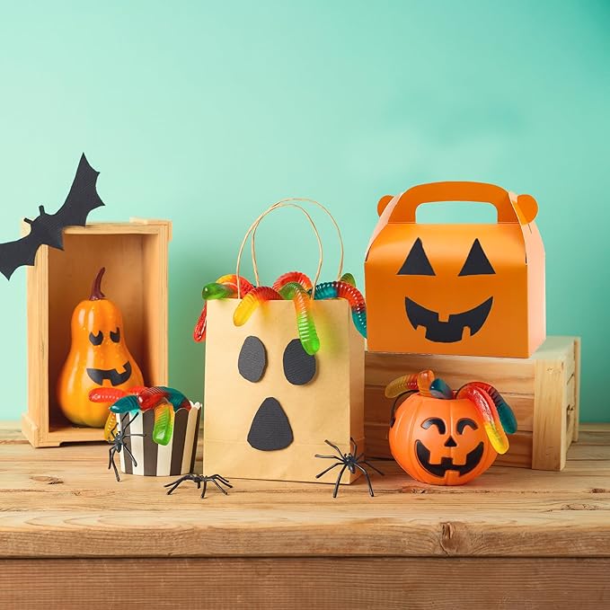 Oletx 30-Pack Orange Party Favor Treat Boxes, Goodie Boxes, Candy Box, Gable Paper Gift Boxes with Handles. Perfect for Orange Citrus Themed Brunch Party Decoration Supplies