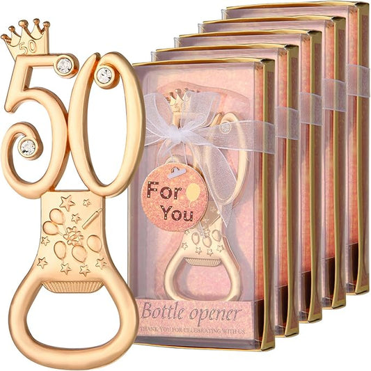 wxfdac 24Pcs 50th Birthday Bottle Openers - Gold, Metal - Bottle Opener - 50th Birthday Parties, Wedding Anniversaries