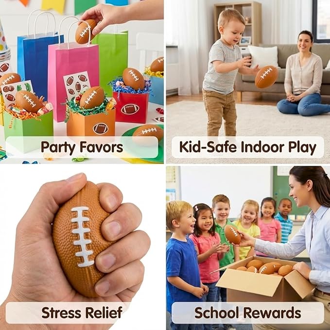 ALISSAR 20-Pack 3.4" Mini Football Stress Balls, Mini Foam Footballs for Football Party Superbowl Decoration, School Carnival Reward Gift