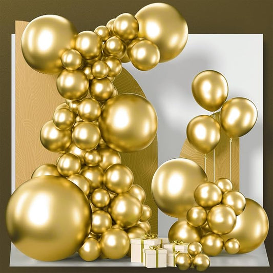 PartyWoo Gold Balloons 127pcs Different Sizes of 36 18 12 10 5 Inch Gold Balloon Arch Kit Garland for Birthday Wedding Anniversary Baby Shower Graduation Retirement Casino Party Decorations Gold-G101