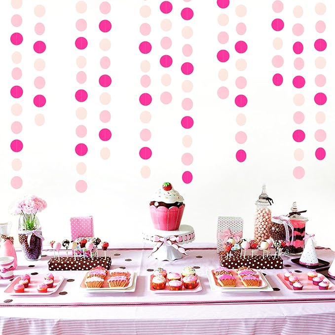 Hot-Pink Party-Decorations Paper-Garland Streamers Banner - 52Ft Galentines Valentines Day Girl Birthday Flamingo Baby Shower Engagement Wedding Bachelorette Hanging Decor Ouruola