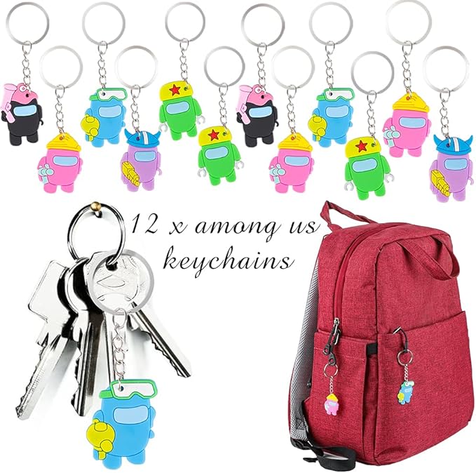 JUNIQUTE 72 PCS Video Game Party Favors Keychain Ring Brooch Stickers Pass Ticket Lanyard Party Gift Bags for Cartoon Fans Birthday Party Supplies Decorations