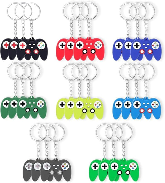 EAEDMY 24PCS Video Game Party Favors, Mini Game Controller Keychains, Goodie Bags Keychain, Game Controller Theme Gift for Child Birthday Party, 8 Colors (24pcs)