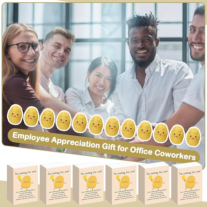 Wettarn 24 Sets Potato Support Gifts Cute Stress Balls with Gift Boxes Inspirational Party Favors for Employee Coworker Friends Office Positive Relief Desk Decor