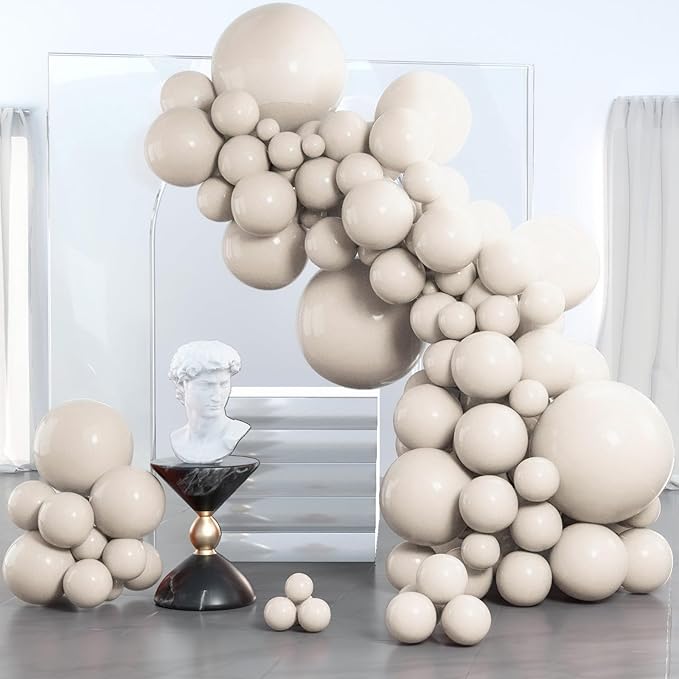 PartyWoo White Sand Balloons, 85 pcs Boho White Balloons Different Sizes Pack of 18 Inch 12 Inch 10 Inch 5 Inch Sand White Balloons for Balloon Garland Balloon Arch as Party Decorations, White-F12