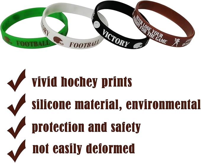 36 PCS Football Motivational Rubber Bracelets - Super Bowl Sports/Football Birthday Party Favors Supplies Decorations Gifts Prize Silicone Wristbands