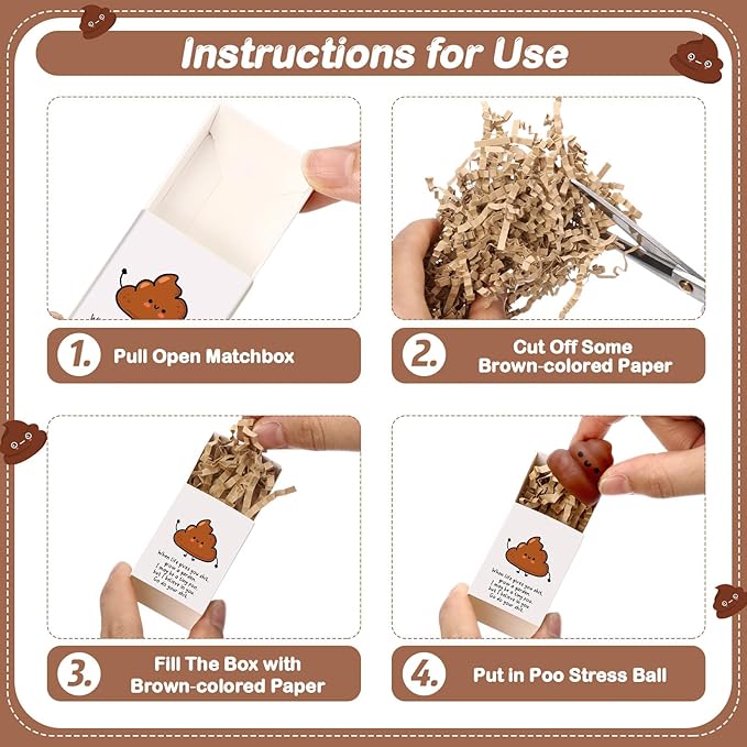 Wettarn 12 Sets Poo Positive Gifts Cute Stress Balls with Support Gift Boxes Fun Party Favors for Employee Coworker Friends Office Inspirational Relief Desk Decor