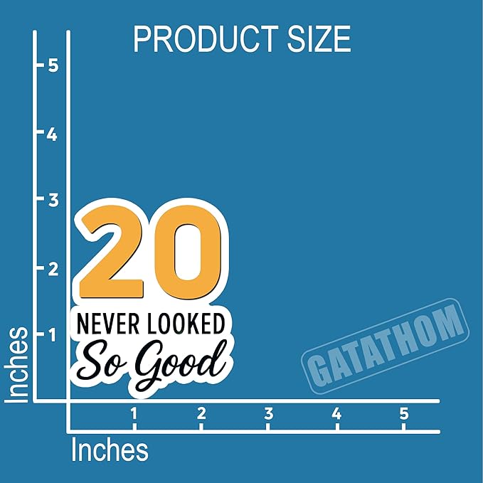(3PCS) 20 Never Looked So Good Sticker – Happy 20th Birthday, Waterproof Vinyl Decals for Party Decor, Scrapbooking, Water Bottles, Tumblers, Laptops, Size 3" x 2.5 "