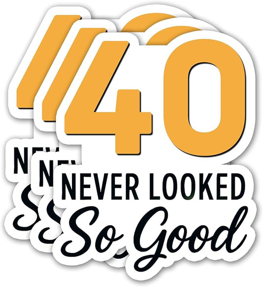 (3PCS) 40 Never Looked So Good Sticker – Happy 40 th Birthday, Waterproof Vinyl Decals for Party Decor, Scrapbooking, Water Bottles, Laptops, Size 3" x 2.5"