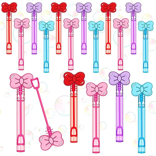 RoundFunny 24 Pcs Bow Mini Bubble Wands Kitty Themed Party Kawaii Bubbles Sticks Wands for Cute Cartoon Bow Kitten Cat Theme Birthday Party Decoration Supplies Goodie Gift Bag Outdoor Activity