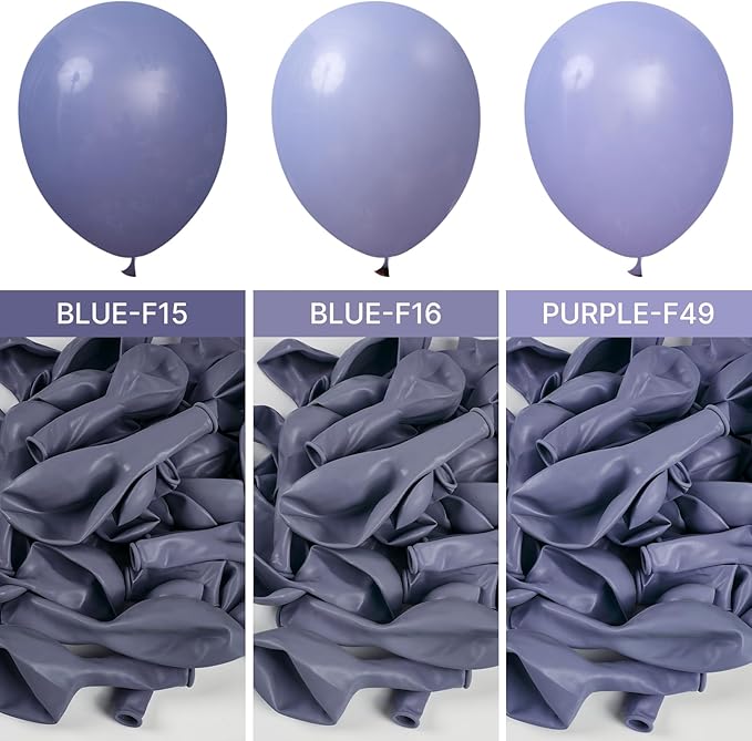 PartyWoo Dusty Blue Balloons 85pcs Different Sizes Pack of 18 12 10 5 Inch Boho Dusty Purple Muted Lavender Balloon Arch Kit for Baby Shower Anniversary Graduation Birthday Party Decorations Blue-F16