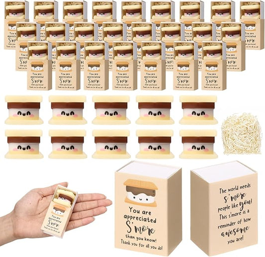 Wettarn 54 Sets Appreciation Gifts S'More Stress Balls with Thank You Gift Boxes for Employee Coworker Office Team Positive Relief Desk Decor