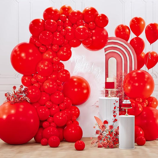 PartyWoo Red Balloons 127pcs Different Sizes of 36 18 12 10 5 Inch Red Balloon Arch Kit Garland for Birthday Graduation Bachelorette Citizenship Anniversary Cherry Casino Party Decorations Red-Y57