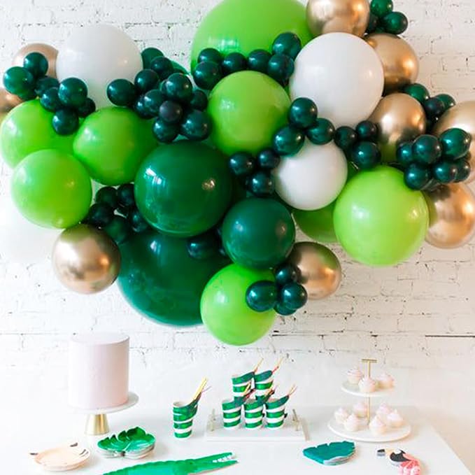 PartyWoo Dark Green Balloons 127 pcs Different Sizes of 36 18 12 10 5 Inch Hunter Emerald Forest Green Balloon Arch Kit Garland for Graduation Christmas Jungle Birthday Party Decorations Green-Y56