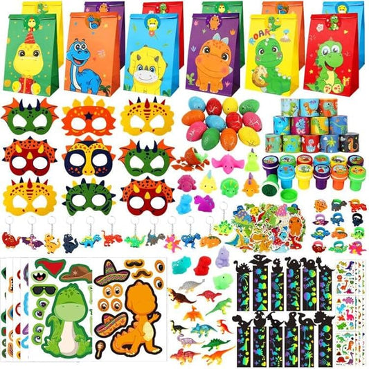 RichSmile 230PCS Dinosaur Party Favors - Dinosaur Birthday Party Supplies & Goodie Bags for Kids Birthday, Dino Themed Party Decorations Gifts Fillers Stuffers Toys