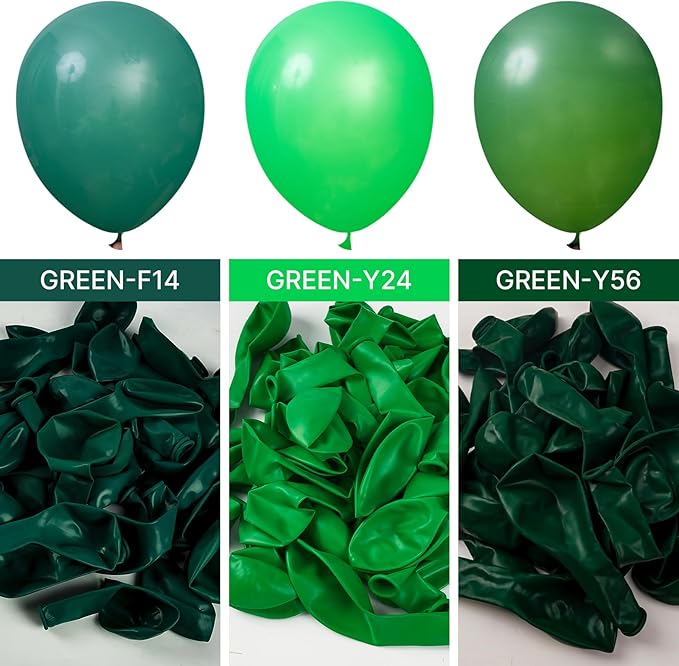 PartyWoo Dark Green Balloons 127 pcs Different Sizes of 36 18 12 10 5 Inch Hunter Emerald Forest Green Balloon Arch Kit Garland for Graduation Christmas Jungle Birthday Party Decorations Green-Y56
