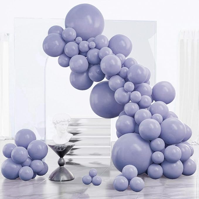 PartyWoo Dusty Blue Balloons 85pcs Different Sizes Pack of 18 12 10 5 Inch Boho Dusty Purple Muted Lavender Balloon Arch Kit for Baby Shower Anniversary Graduation Birthday Party Decorations Blue-F16