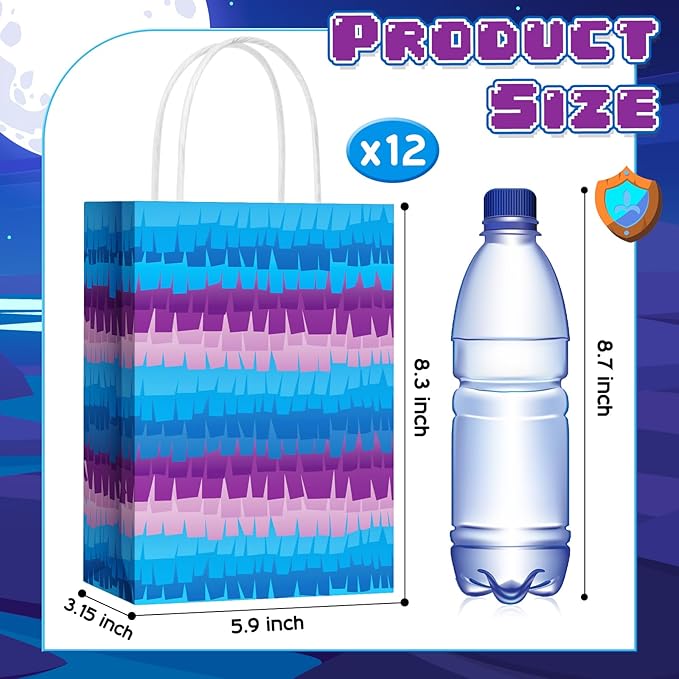 Epakh 12 Pcs Video Game Goodie Bags Anime Video Game Gift Bags with Handle Gamer Theme Party Supplies for Kids Boys Girls Gaming Themed Birthday Party Favors