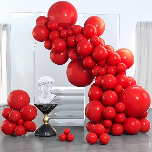 PartyWoo Red Balloons 85 pcs Different Sizes of 18 12 10 5 Inch Red Balloon Arch Kit Garland for Birthday Graduation Bachelorette Citizenship Anniversary Cherry Casino Theme Party Decorations Red-Y57