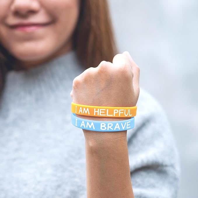 Lesnala 48 Pcs Students inspirational silicone wristbands Motivational bracelets for kids Affirmation rubber bracelet for Back to School Class Prizes Birthday Party Favor Graduation Gifts 6 Styles