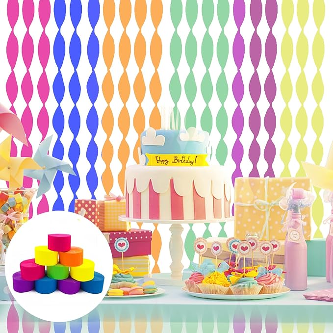 702feet Paper UV Neon Garland Neon Streamers Glow in The Dark Neon Party Supplies and Decorations Glow in The Dark Streamers Blacklight Reactive Fluorescent Black Light Party Kit for Birthday Wedding