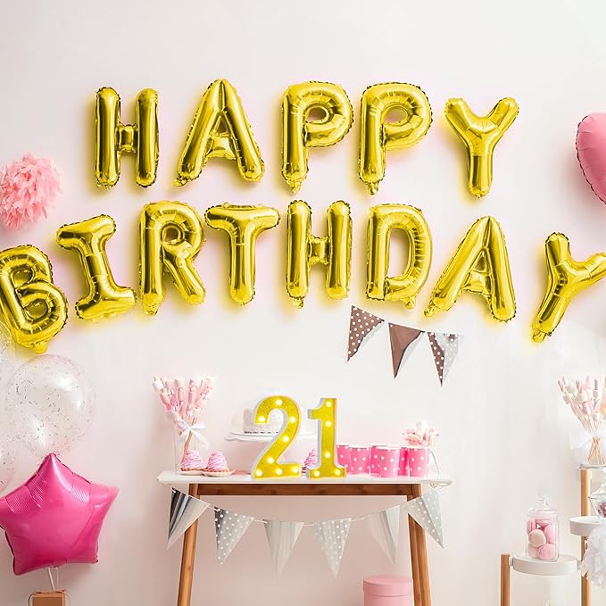 Treela 8.7'' Birthday Decorative LED Light up Numbers, Glitter Marquee Number Sign for Night Birthday Party Decorations Anniversary Bar LED Sign Backdrop Wall Table Centerpieces(21st,Gold)