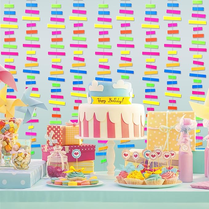 60feet Paper UV Neon Garland Neon Streamers Glow in The Dark Neon Party Supplies and Decorations Glow in The Dark Streamers Blacklight Reactive Fluorescent Black Light Party Kit for Birthday Wedding