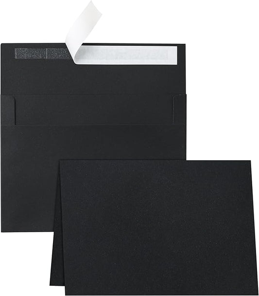 Black Blank Greeting Cards with Envelopes 4.25 x 5.5 Folded Cardstock and Printable A2 Envelopes Self Seal 20 Packs for Graduations, Invitations, Wedding, Thank You Cards & All Occasion