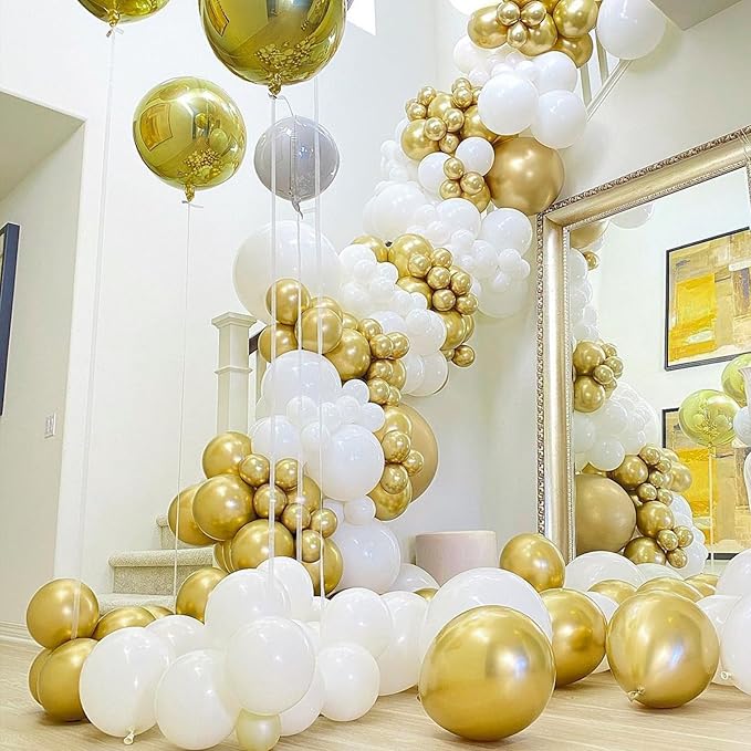 PartyWoo Gold Balloons 85pcs Different Sizes of 18 12 10 5 Inch Gold Balloon Arch Kit Garland for Birthday Wedding Anniversary Baby Shower Graduation Retirement Casino Party Decorations Gold-G101