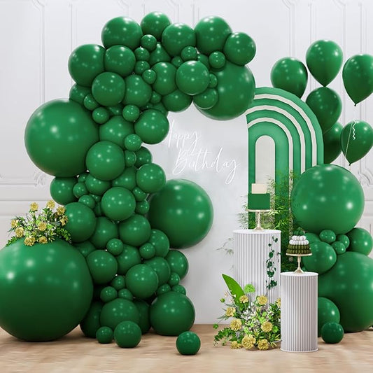 PartyWoo Dark Green Balloons 127pcs Different Sizes of 36 18 12 10 5 Inch Emerald Hunter Forest Green Balloon Arch Kit for Birthday Christmas Graduation Dinosaur Jungle Party Decorations Green-Y56